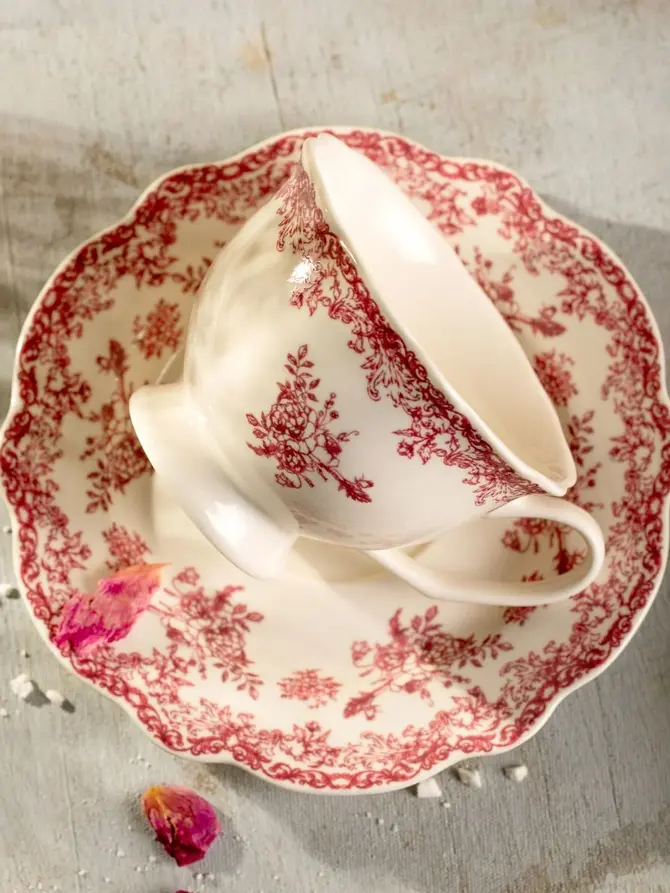Filiżanka ze spodkiem LOURRY porcelanowa czerwona 0,2 l