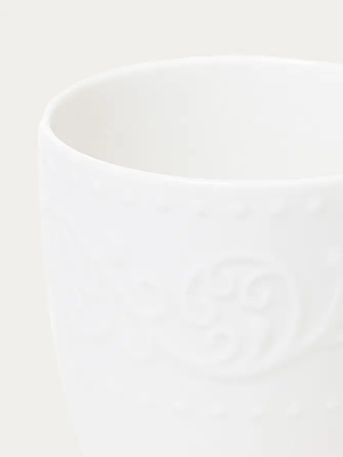Kubek SYLIA porcelanowy biały z ornamentem 0,37 l