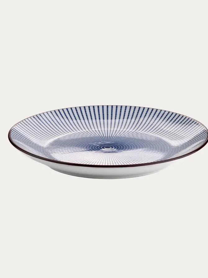 Talerz NAVIA porcelanowy deserowy granatowy z brązową obwódką 19 cm