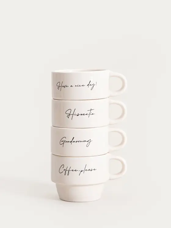 Zestaw kubków VITI porcelanowych z napisami 4 szt.