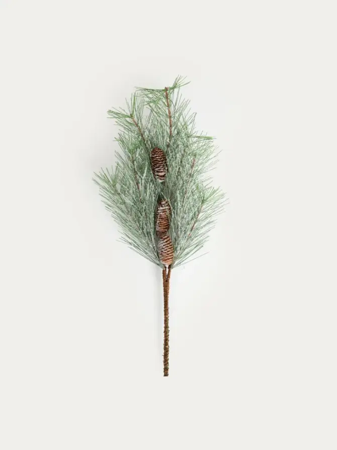 Gałązka sztuczna VELMOR ośnieżona z szyszkami 77 cm