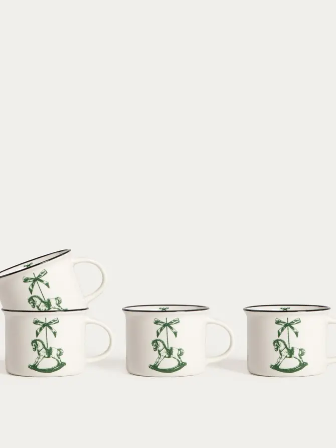 Zestaw kubków CANPI porcelanowych z konikiem, 4 szt. 0,15 l