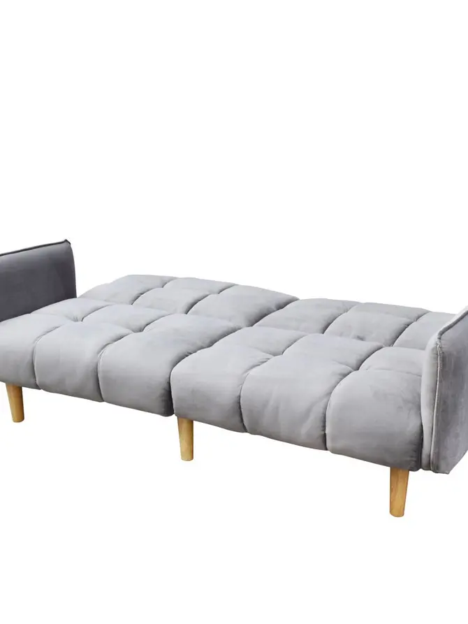 Sofa SONUS 3-osobowa, z funkcją spania, welurowa szara 195x91x83 cm
