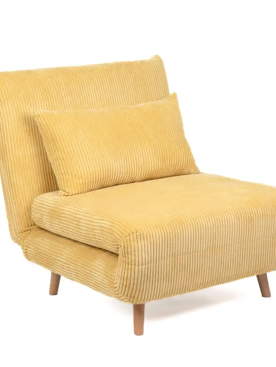Sofa SOLACE 1-osobowa, z funkcją spania sztruksowa musztardowa 83x91x84 cm