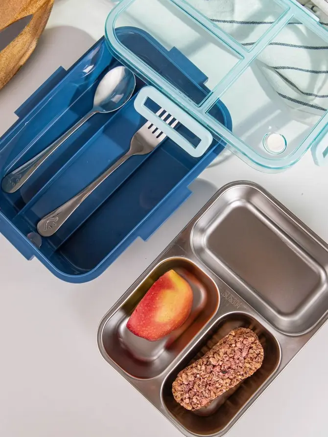 Lunchbox B2 DELVOR 3 elementy niebieski 0,75l
