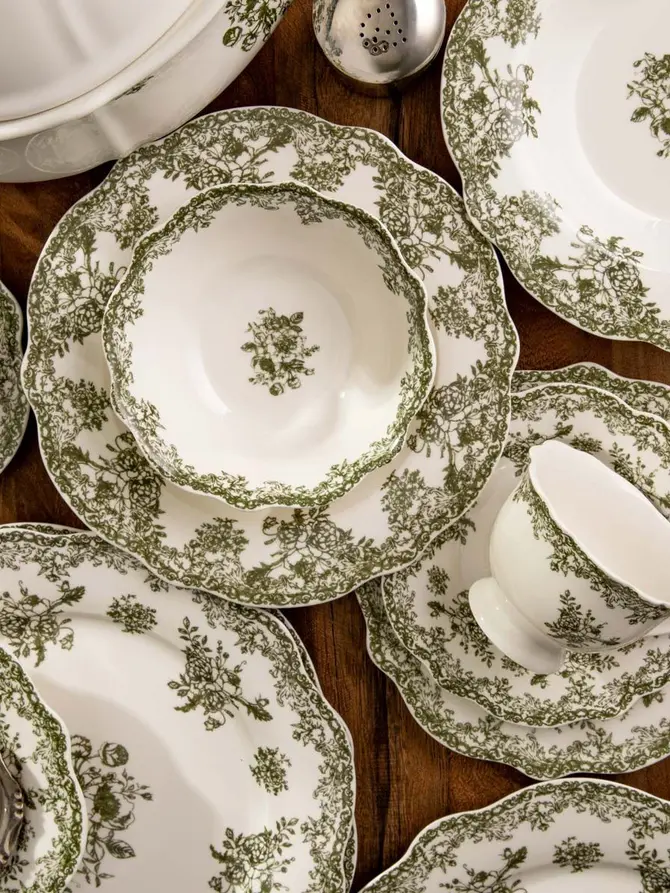 Filiżanka ze spodkiem LOURRY porcelanowa zielona 0,2 l