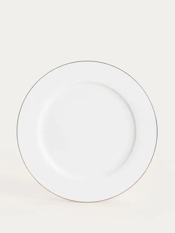 Talerz AUROO porcelanowy obiadowy ze złotą obwódką 26,5 cm