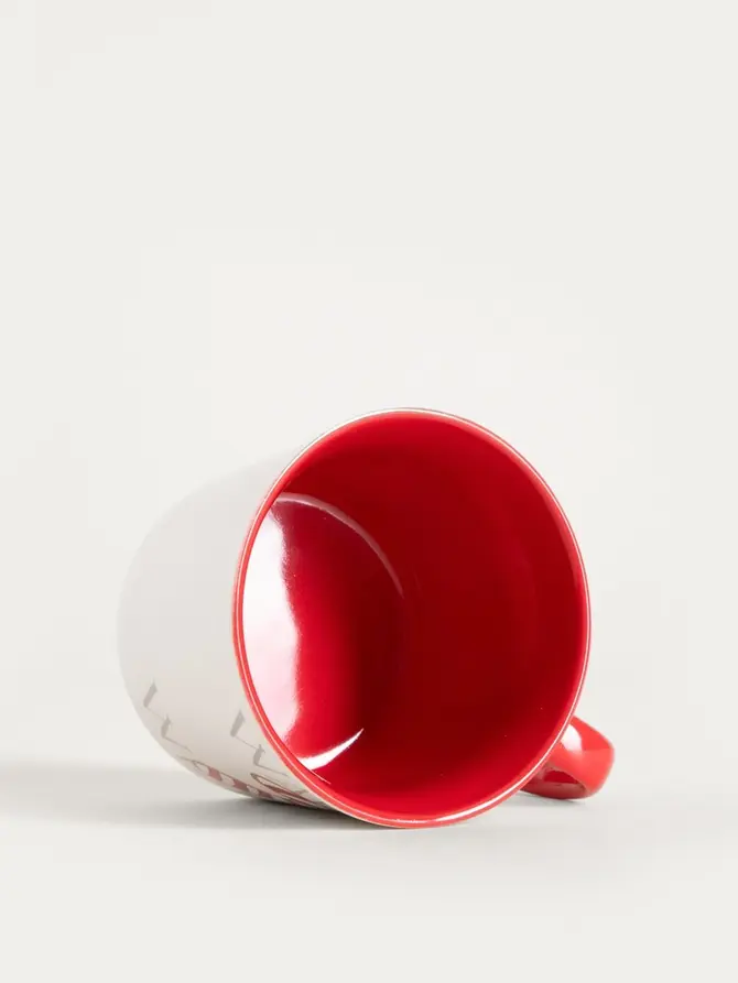 Zestaw kubków GLIMSY porcelanowych z czerwonym uchem 2 szt. 0,3 l