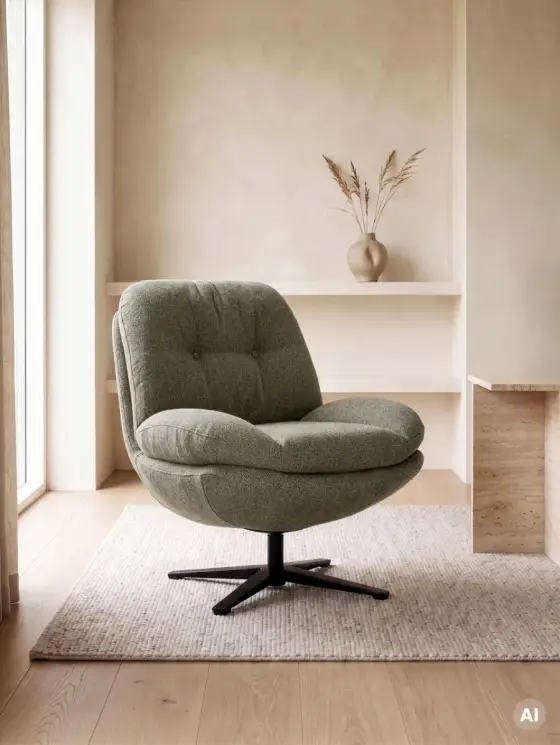 Fotel LUNARO obrotowy zielony 76x83x91 cm