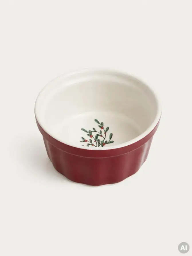 Ramekin MISTELLA czerwony z jemiołą 1szt., 9,5cm