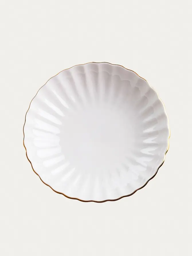 Talerz MELIDA porcelanowy głęboki ze złotą obwódką 20 cm