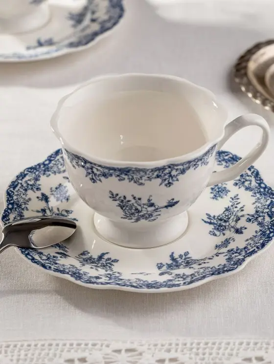 Filiżanka ze spodkiem LOURRY porcelanowa granatowa 0,2 l