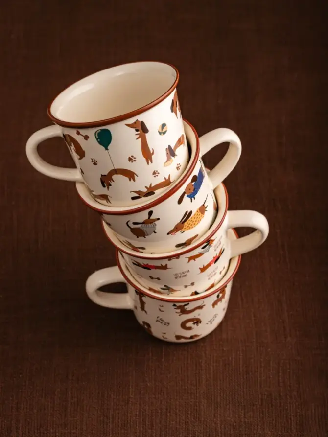 Kubek BOOP porcelanowy w jamniki w sweterku 0,3 l