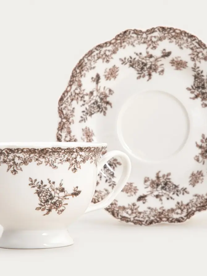 Filiżanka ze spodkiem LOURRY porcelanowa brązowa 0,2 l