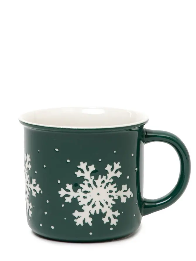Zestaw kubków TRINKIE porcelanowych zielonych ze śnieżynką, 2 szt 0,36 l