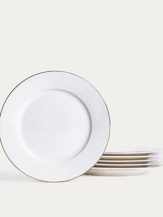 Zestaw talerzy AUROO porcelanowy ze złotą obwódką 18 el