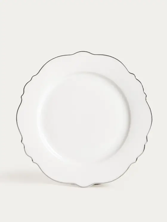 Talerz ELORIA porcelanowy obiadowy ze srebrnym rantem 27 cm