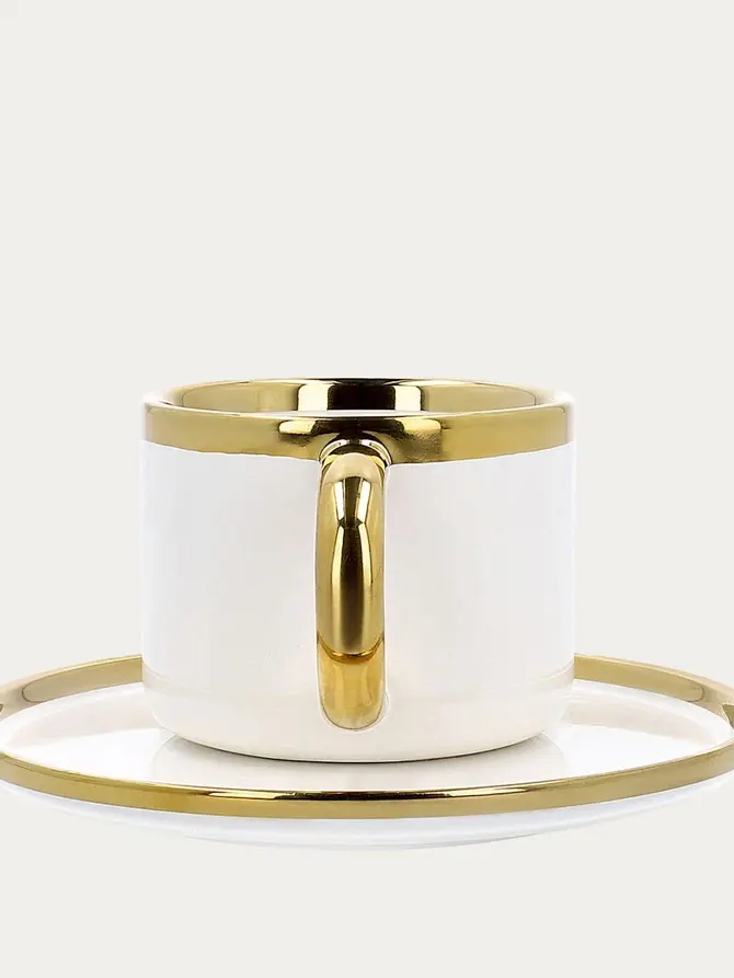 Filiżanka ze spodkiem i łyżeczką SINNES porcelanowa biała 0,20 l