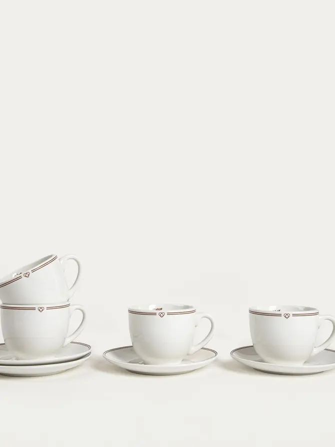 Zestaw filiżanek ze spodkiem PATISSERIE porcelanowych dużych, 0,25 l 4 szt.