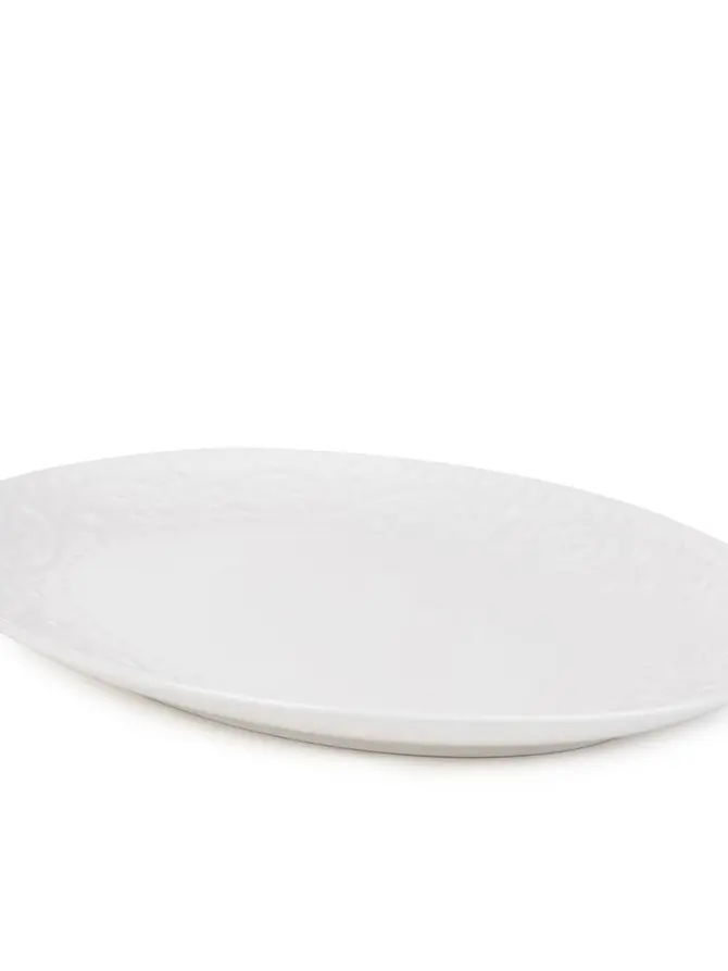 Półmisek SYLIA porcelanowy owalny biały z ornamentem 25x34 cm