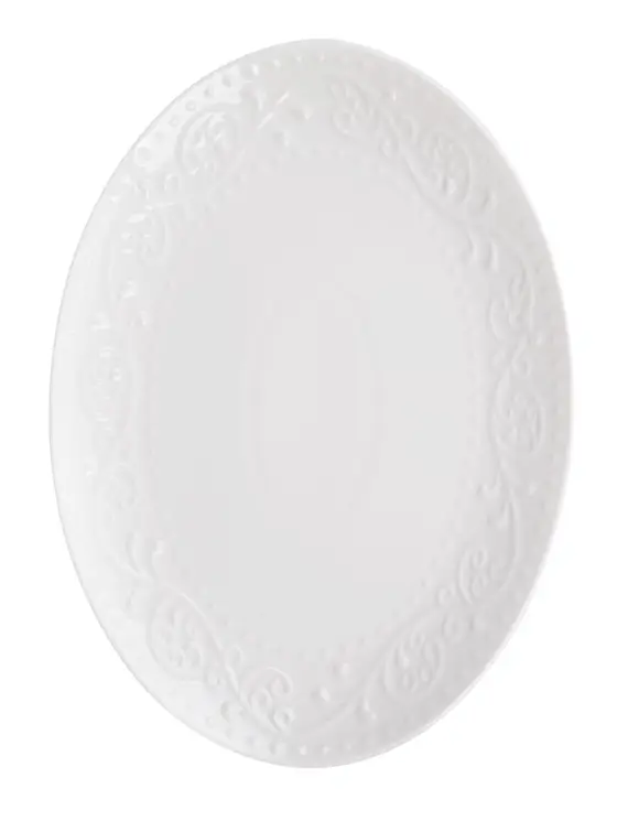 Półmisek SYLIA porcelanowy owalny biały z ornamentem 25x34 cm