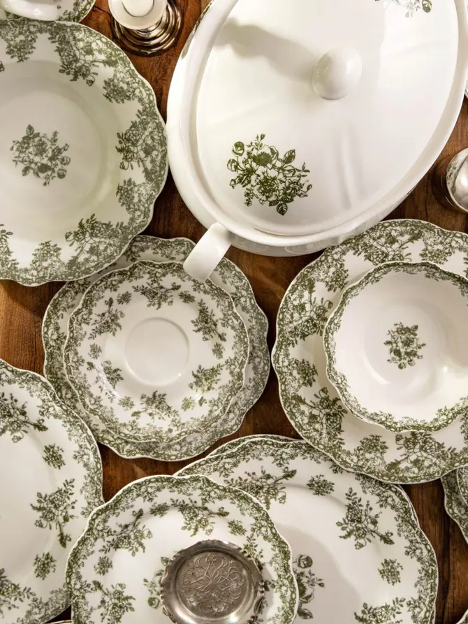 Talerz LOURRY porcelanowy obiadowy zielony 27 cm