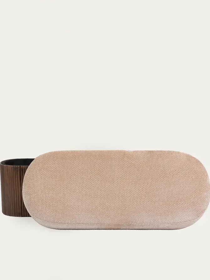 Pufa MAVERO ze schowkiem beżowa 110x45x46 cm