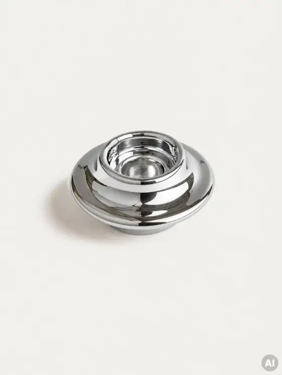 Zestaw świeczników SILVERI ceramiczne srebrne 9,4x4,2 cm 2 szt.