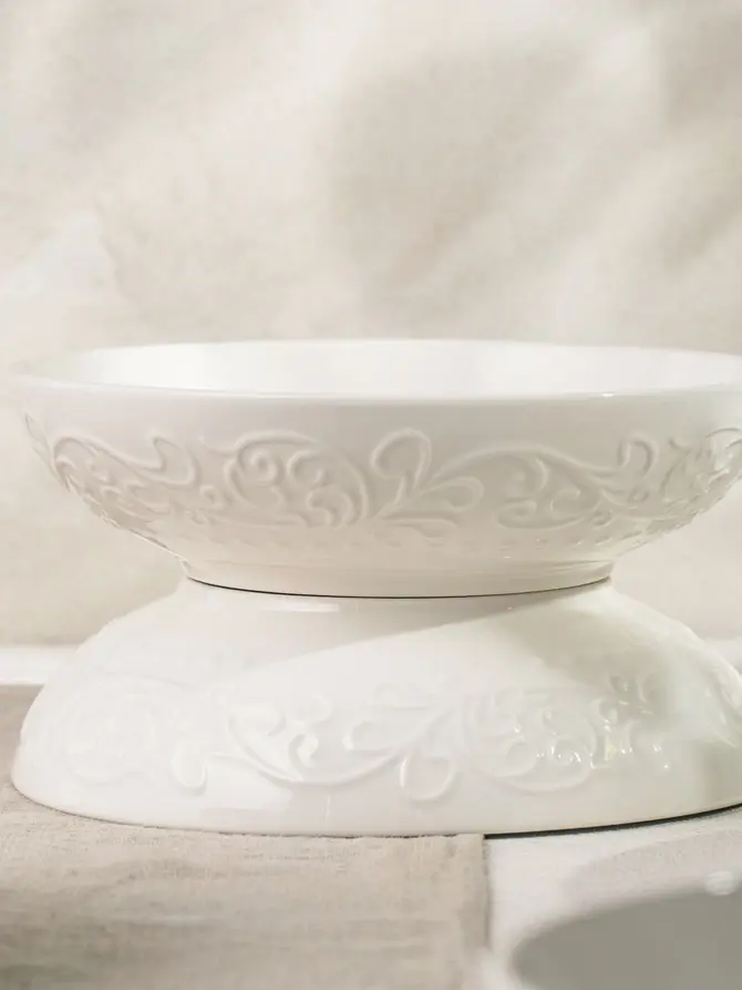 Miska SYLIA porcelanowa biała z ornamentem 15 cm