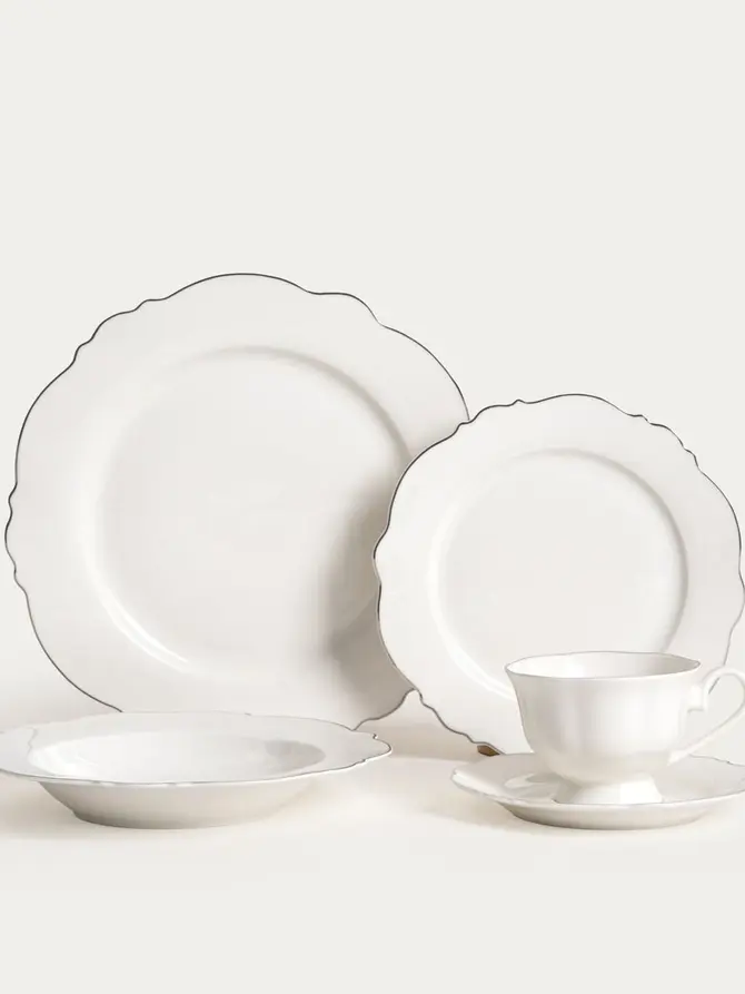 Talerz ELORIA porcelanowy obiadowy ze srebrnym rantem 27 cm
