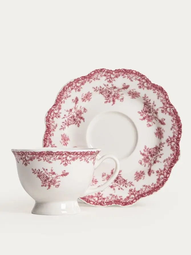 Filiżanka ze spodkiem LOURRY porcelanowa czerwona 0,08 l