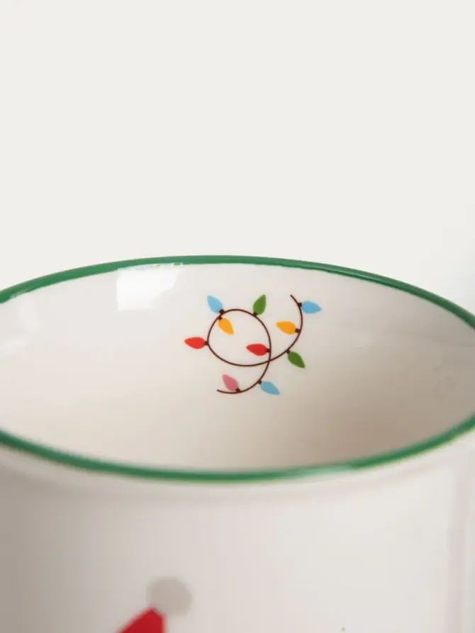 Kubek RINGI porcelanowy z jamnikiem i światełkami 0,4 l
