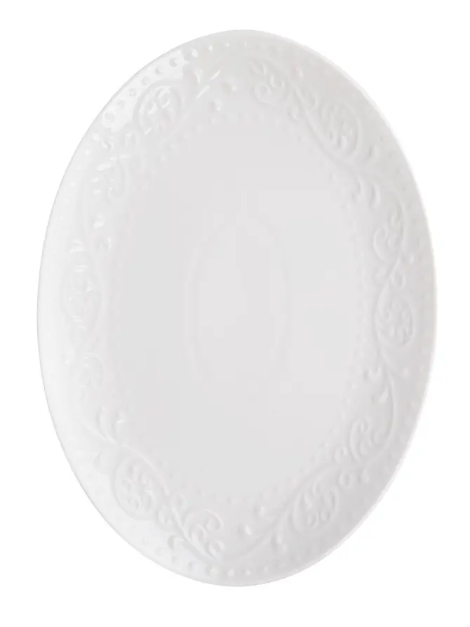 Półmisek SYLIA porcelanowy owalny biały z ornamentem 25x34 cm