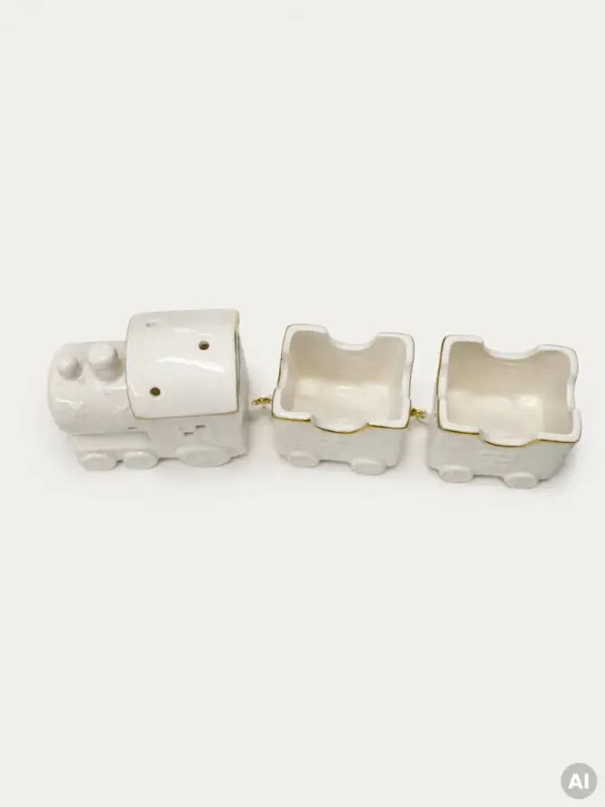 Lokomotywa LED KANIA ceramiczna biała 32x6,7x10 cm
