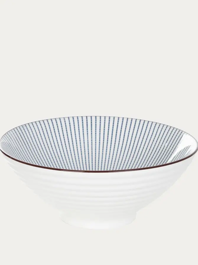 Miska SALADO porcelanowa w paski z brązowym rantem 20,5 cm