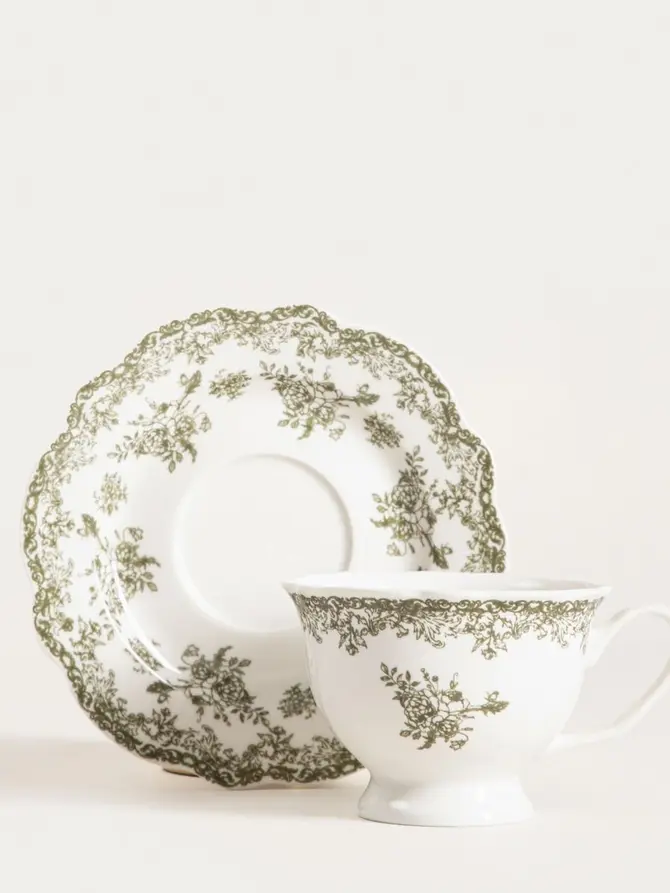 Filiżanka ze spodkiem LOURRY porcelanowa zielona 0,2 l