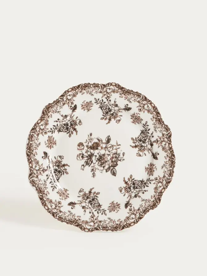 Talerz LOURRY porcelanowy deserowy brązowy 19 cm