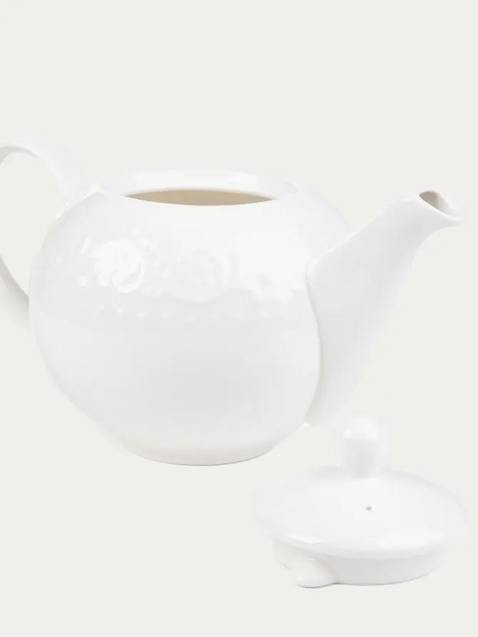 Dzbanek SYLIA porcelanowy biały z ornamentem 1 l