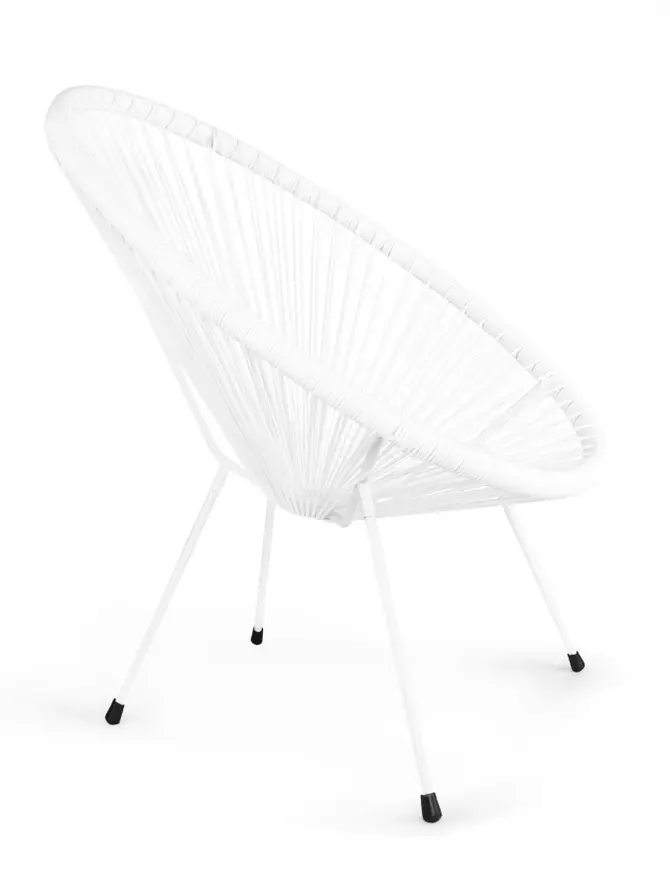 Fotel ACAPULCO z okrągłej linki technorattan biały 72x79x85 cm