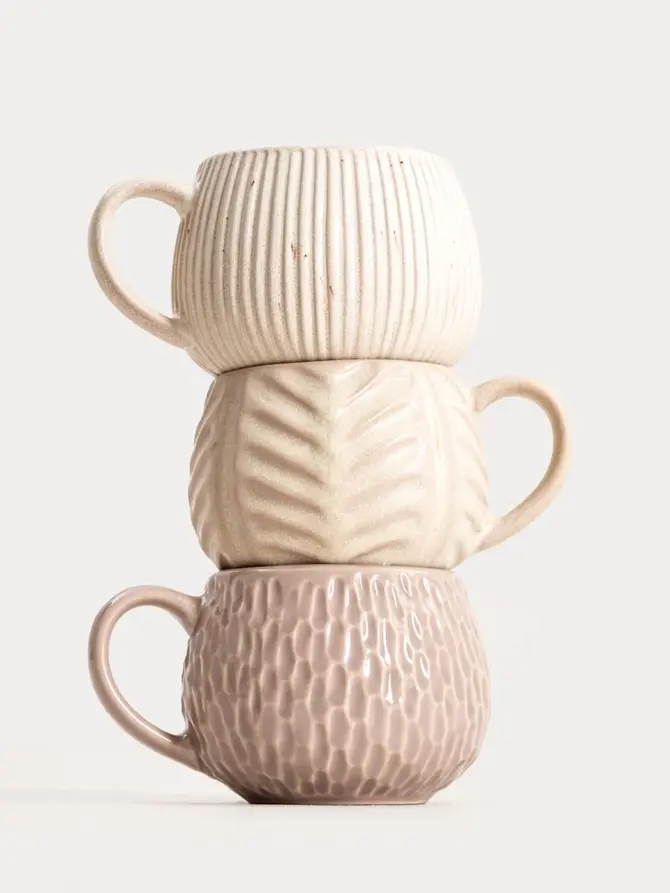 Kubek ALMOS porcelanowy baryłka w jodełkę 0,25 l