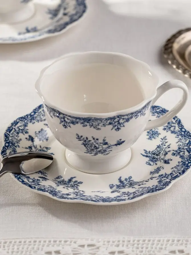 Filiżanka ze spodkiem LOURRY porcelanowa granatowa 0,2 l