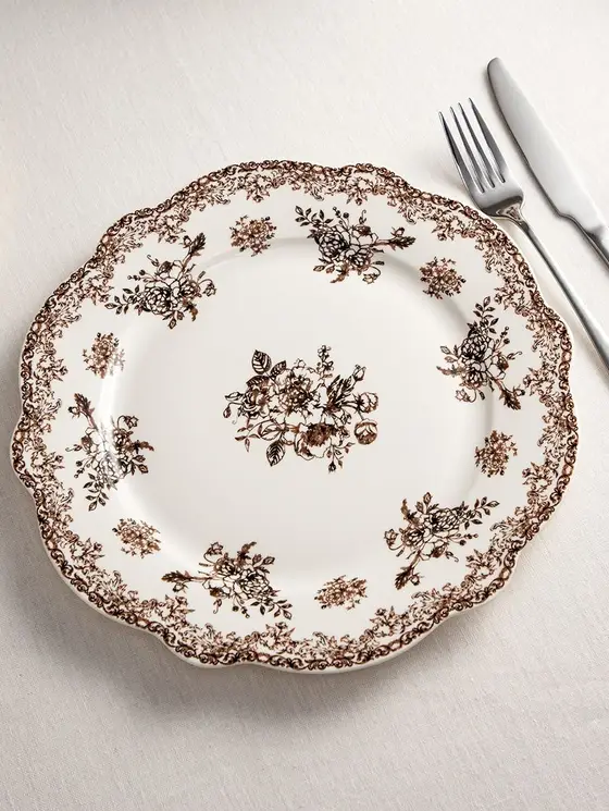 Talerz LOURRY porcelanowy obiadowy brązowy 27 cm
