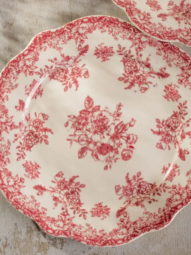 Talerz LOURRY porcelanowy deserowy czerwony 19 cm