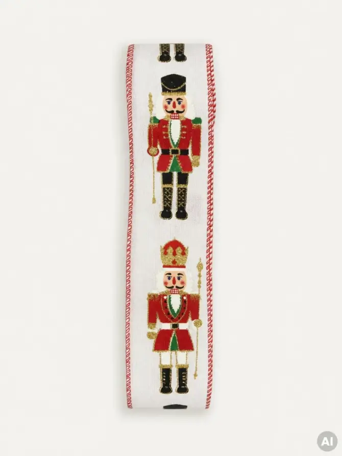 Wstążka BOWE z dziadkami do orzechów 6,3x250 cm
