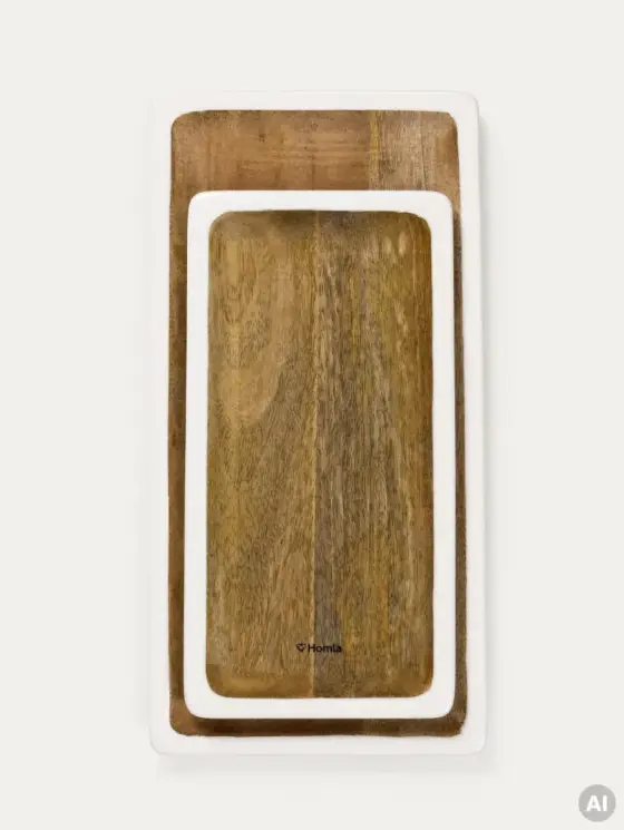 Zestaw desek MAREGO z drewna mango z białym rantem 40x18 cm