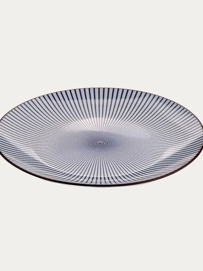 Talerz NAVIA porcelanowy obiadowy granatowy z brązową obwódką 27 cm