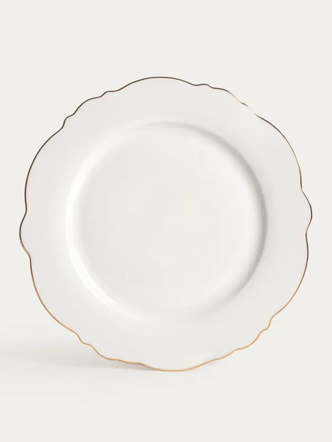 Talerz ELORIA porcelanowy obiadowy ze złotym rantem 27 cm