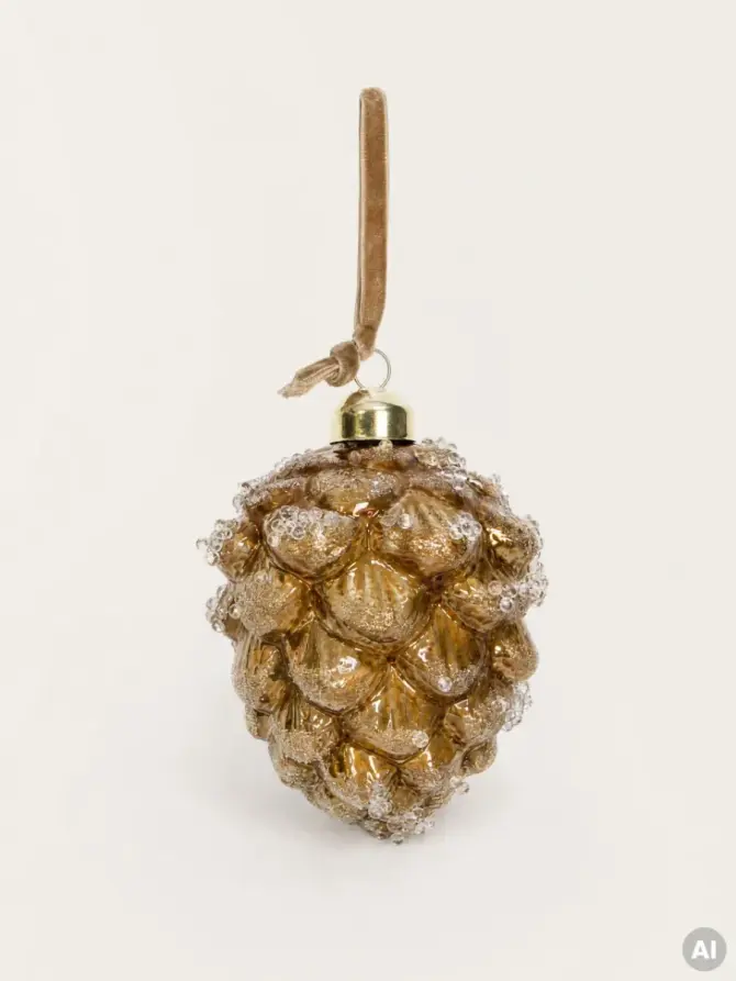 Bombka PINETRA szklana szyszka z efektem zmrożenia 7,5x10 cm