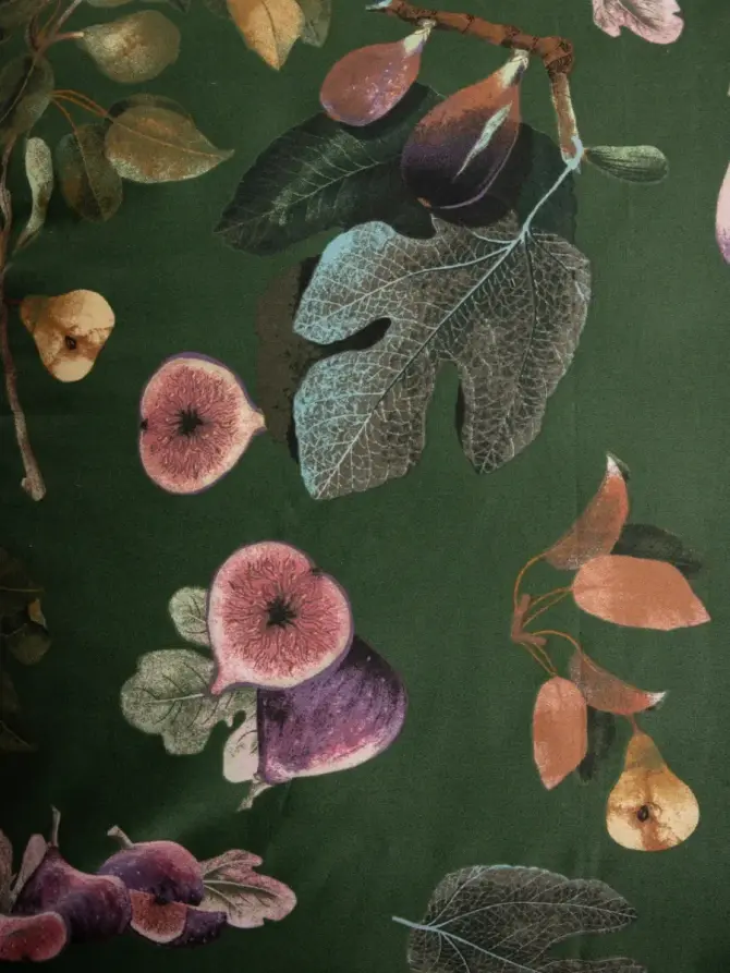 Pościel AMBRA satynowa ciemnozielona w jesienny wzór 160x200 + 2*70x80 cm