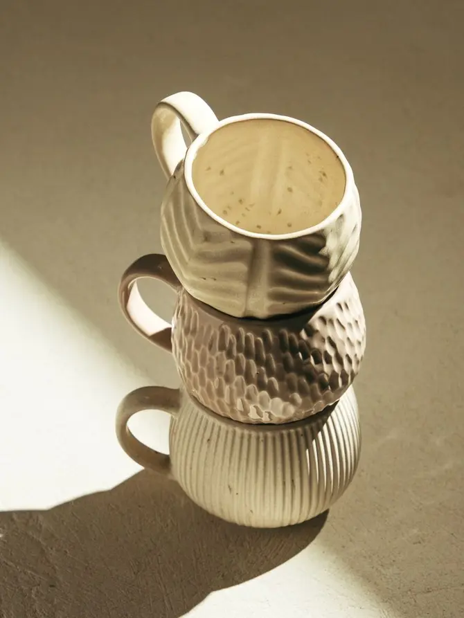 Kubek ALMOS porcelanowy baryłka w jodełkę 0,25 l